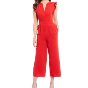 Vince camuto Cropped Jumpsuit red ruffle